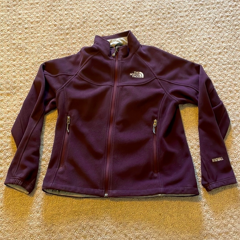 Northface fleece coat, size large plum color